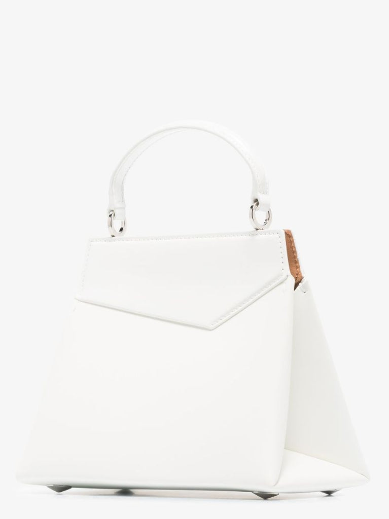 White Snatched Small Leather Tote Bag