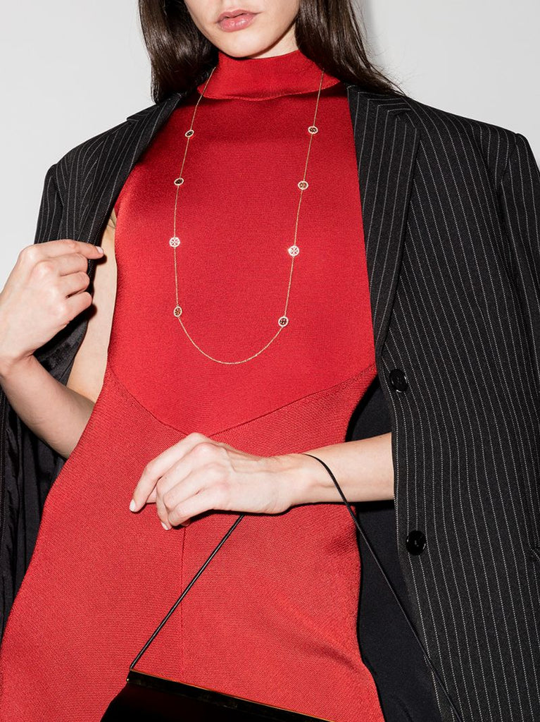 Gold Tone Miller Crystal Charm Necklace