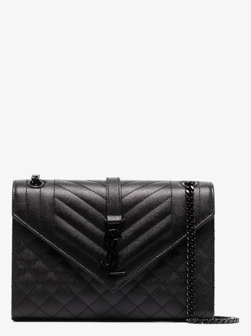 Black Envelope Medium Leather Shoulder Bag