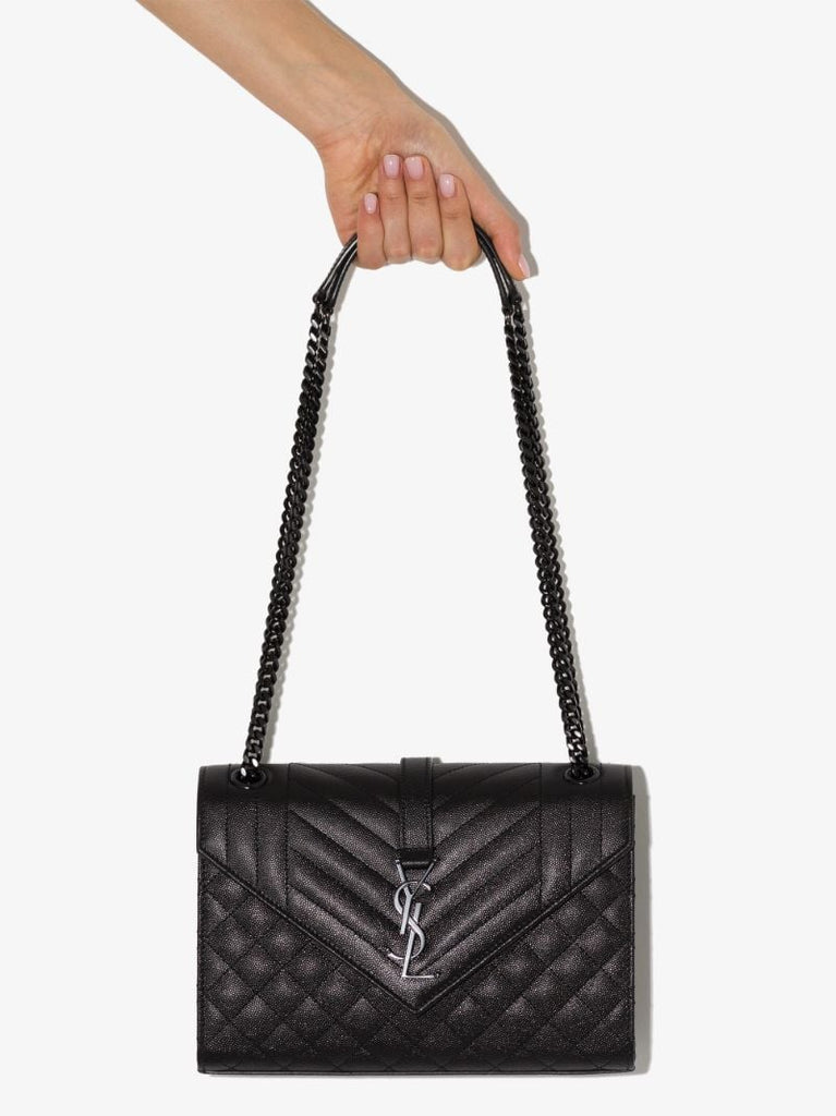 Black Envelope Medium Leather Shoulder Bag