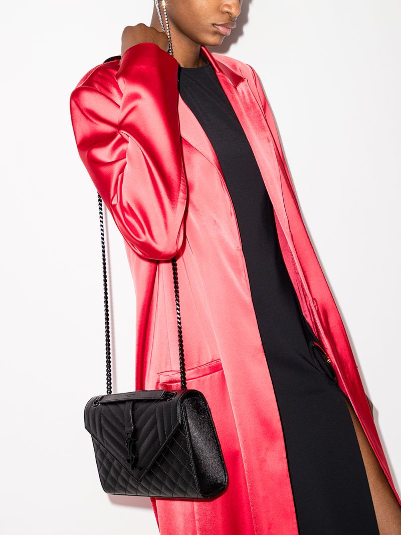 Black Envelope Medium Leather Shoulder Bag