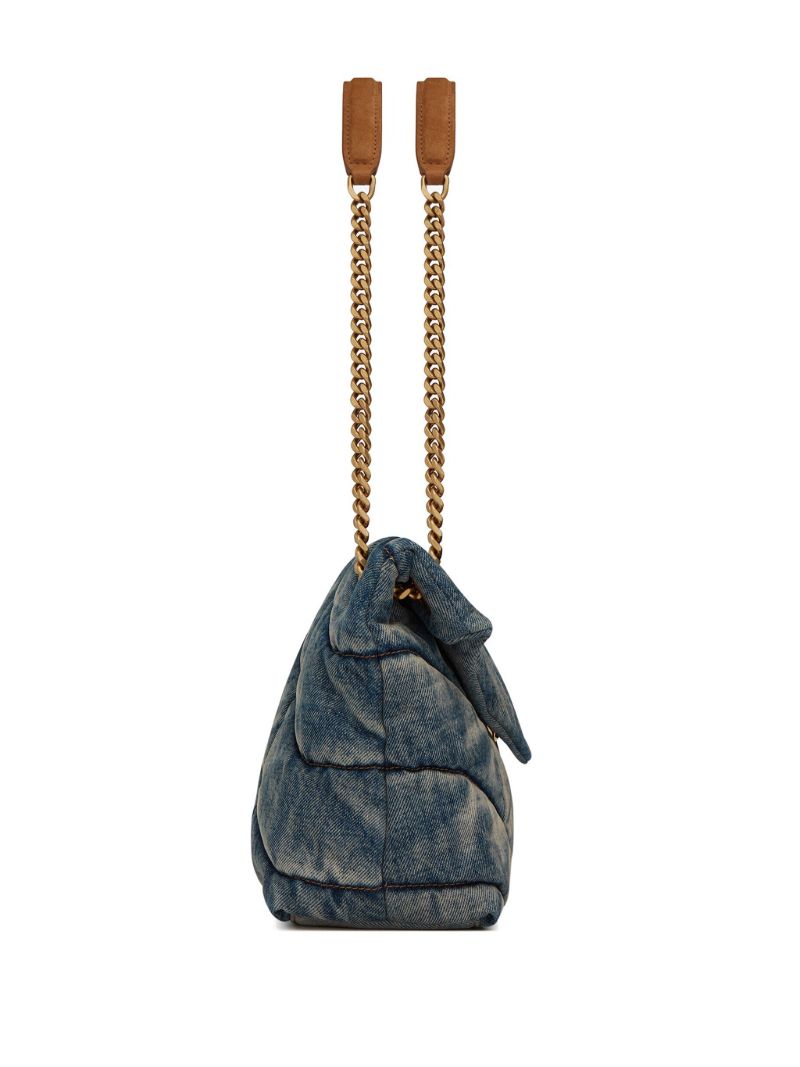 Blue Puffer Medium Denim Shoulder Bag