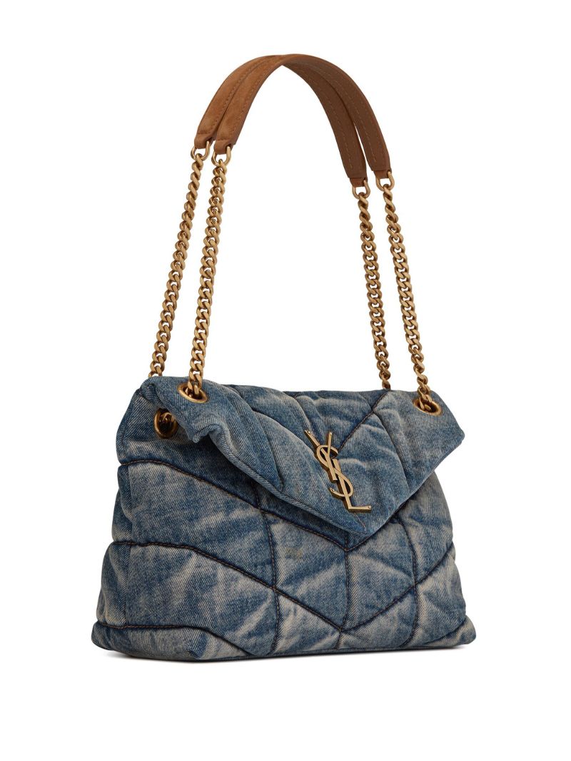 Blue Puffer Medium Denim Shoulder Bag