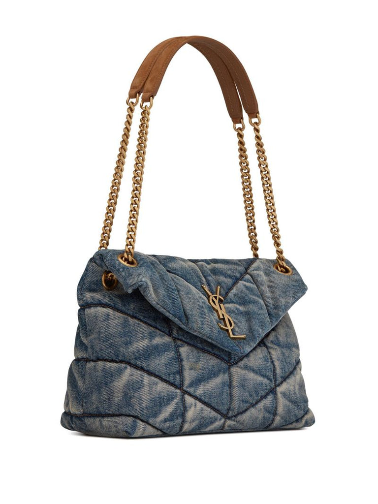 Blue Puffer Medium Denim Shoulder Bag