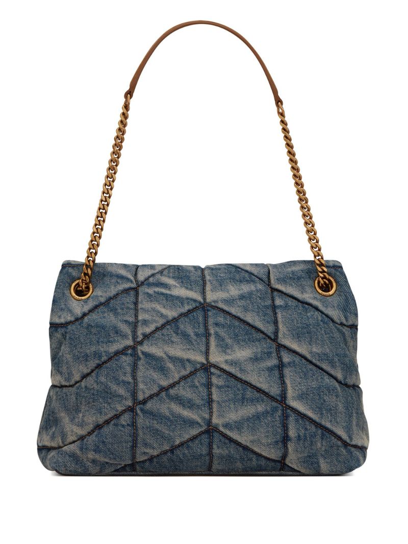 Blue Puffer Medium Denim Shoulder Bag