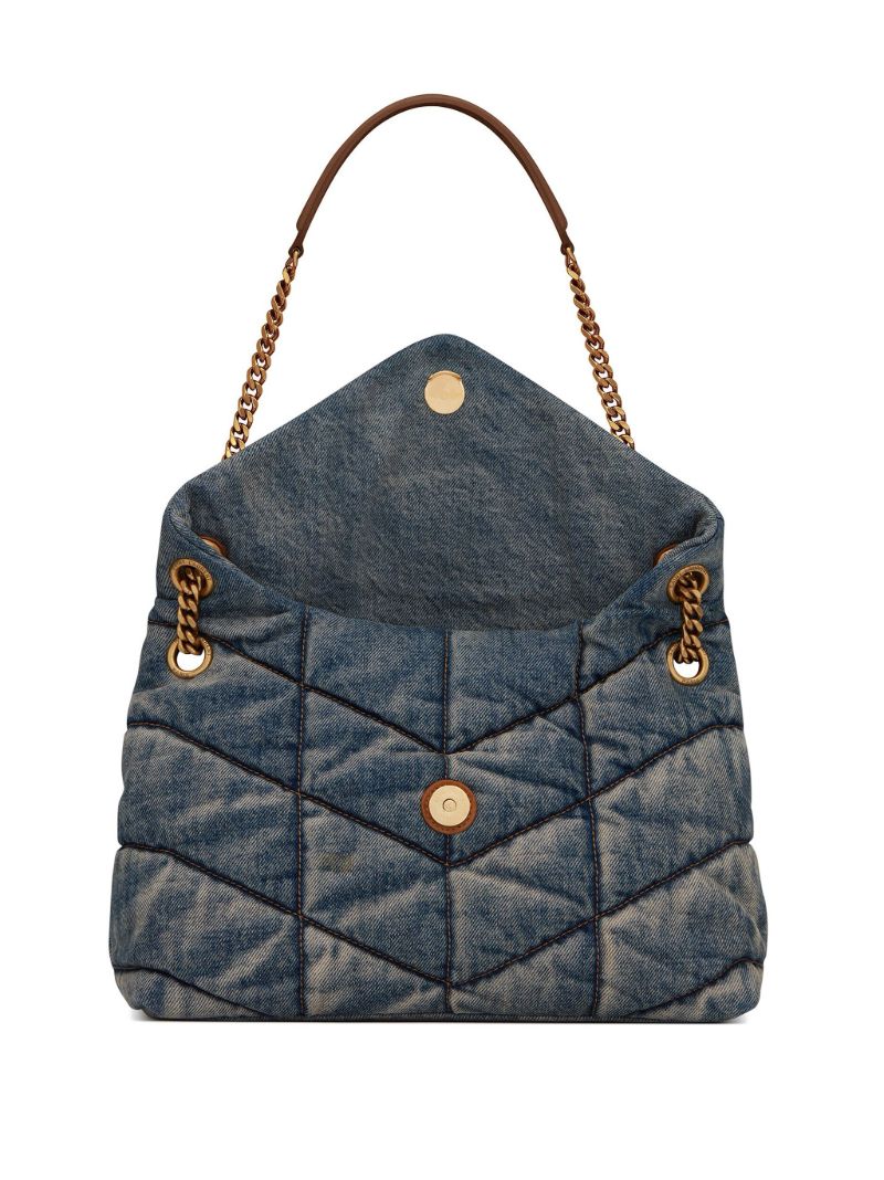 Blue Puffer Medium Denim Shoulder Bag