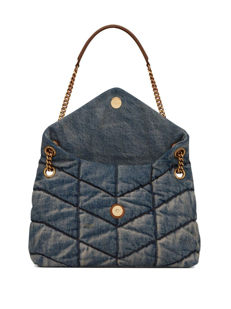 Blue Puffer Medium Denim Shoulder Bag