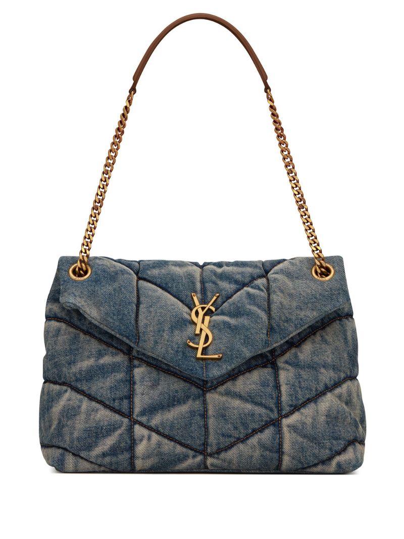Blue Puffer Medium Denim Shoulder Bag