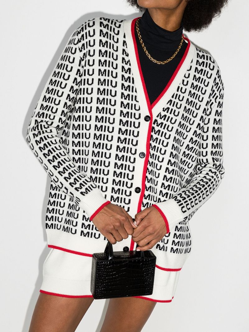 Jacquard Logo Cardigan