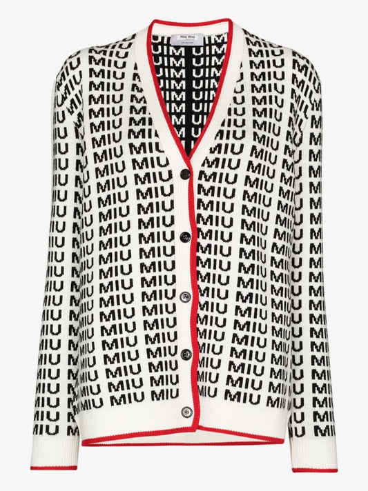 Jacquard Logo Cardigan