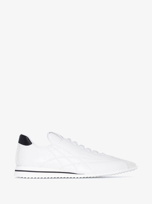 White Pointed Toe Leather Sneakers