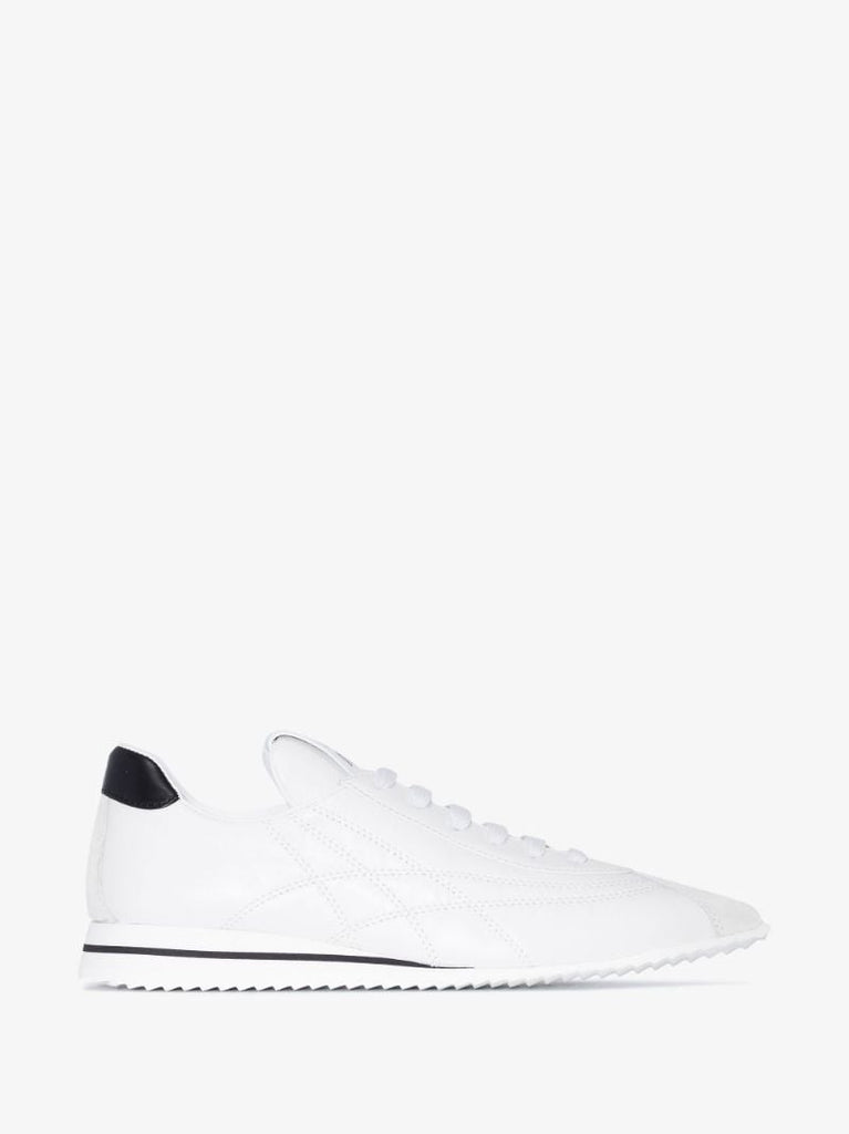 White Pointed Toe Leather Sneakers