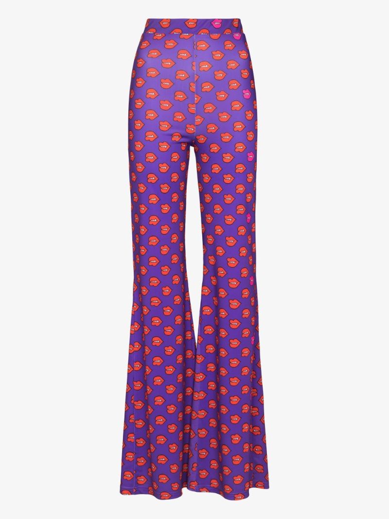 Fangs Print Flared Hem Pants