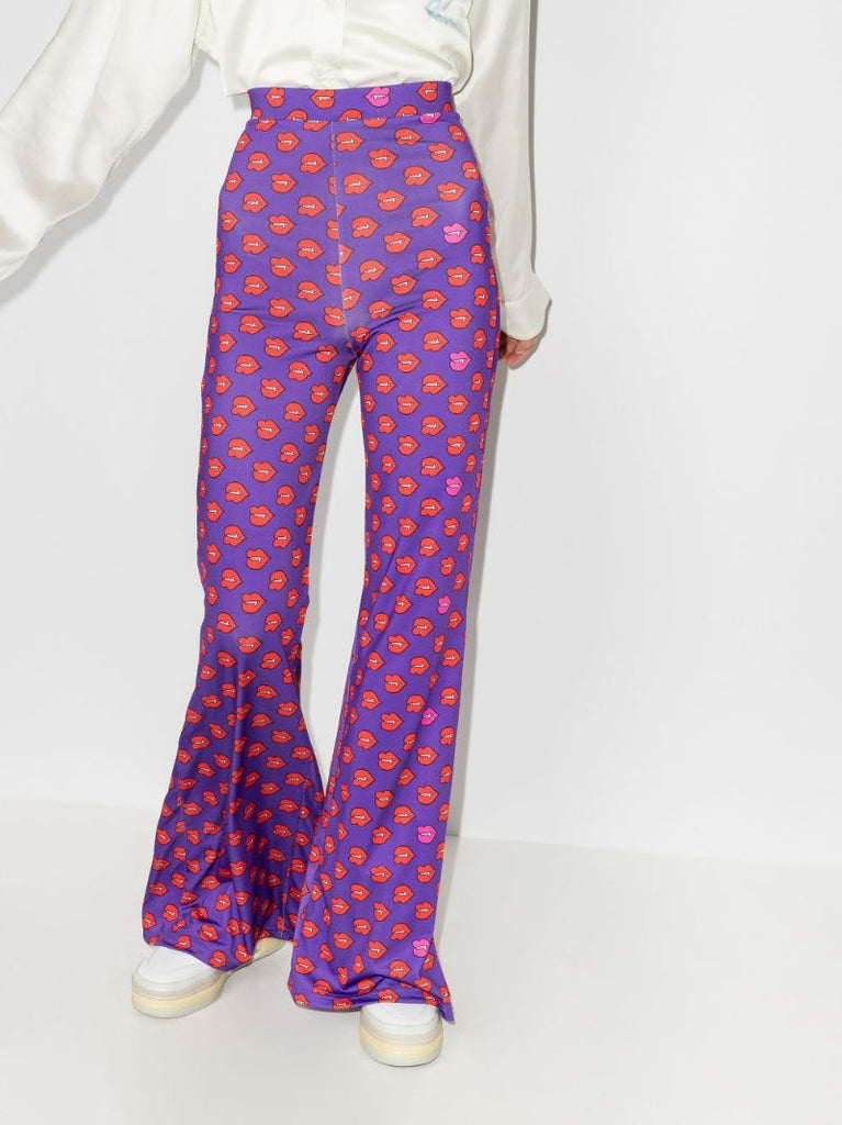 Fangs Print Flared Hem Pants