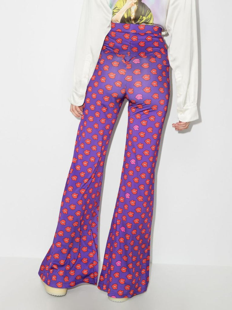 Fangs Print Flared Hem Pants