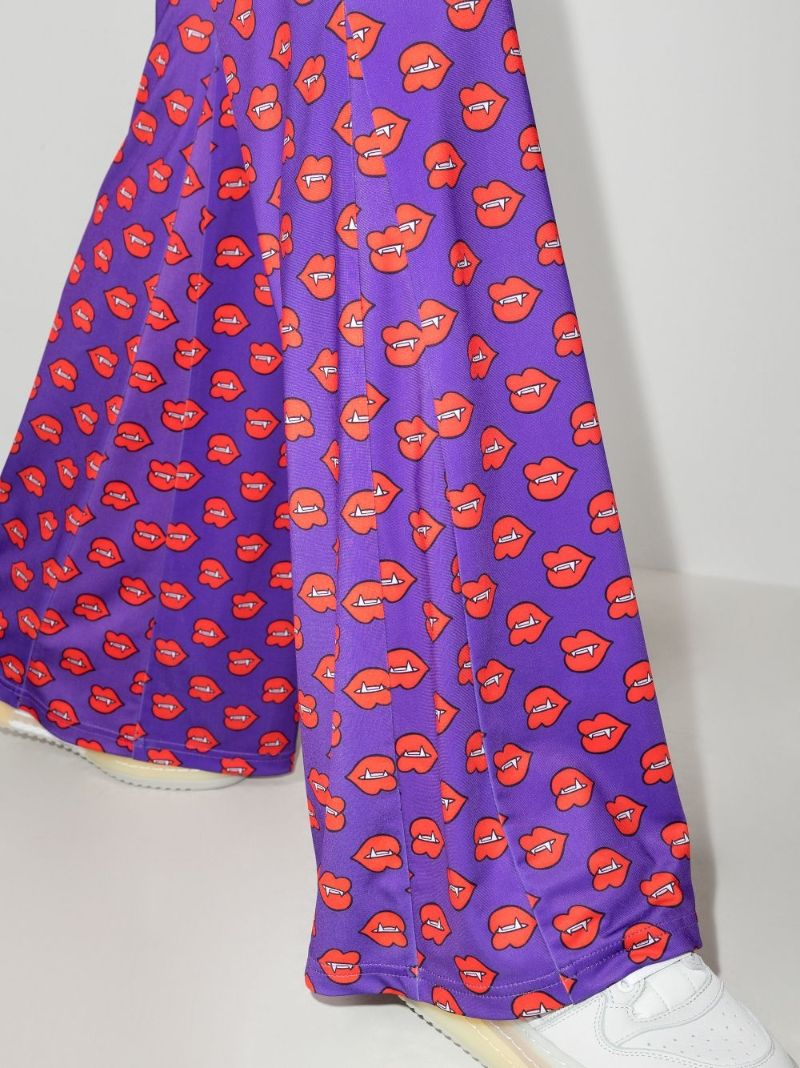 Fangs Print Flared Hem Pants