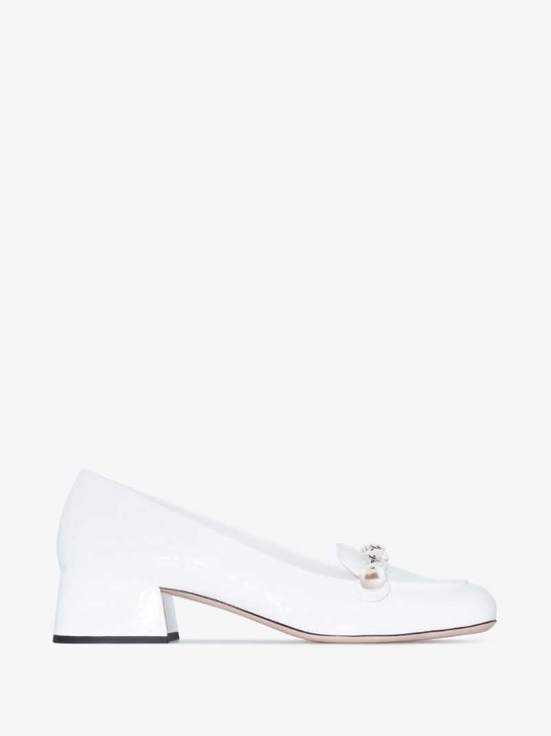 White 35 Embellished Leather Pumps