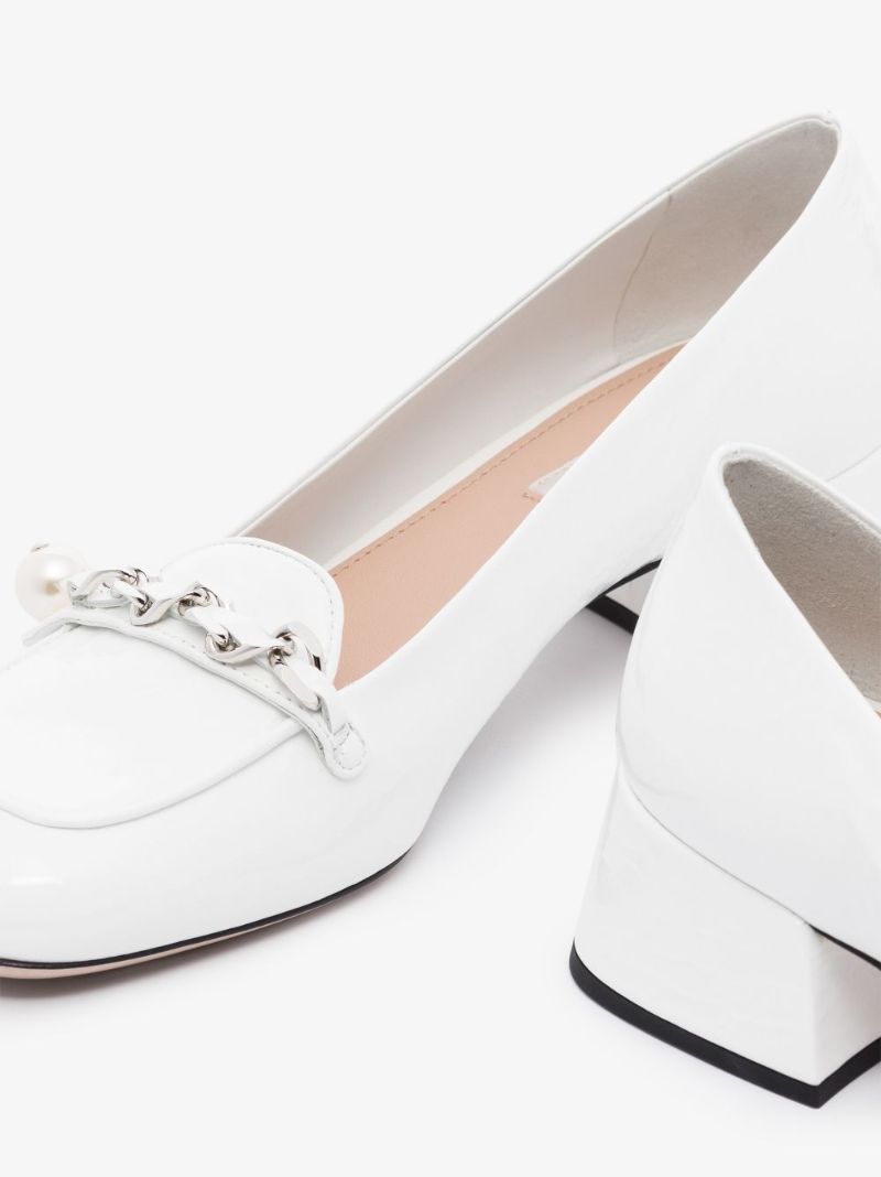 White 35 Embellished Leather Pumps