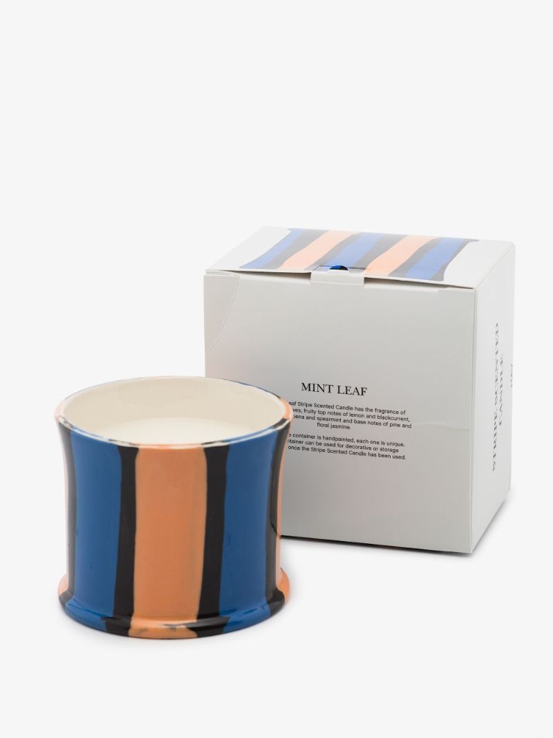 Blue, Orange and White Mint Leaf Candle