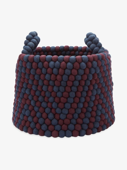 Burgundy and Blue Bead Wool Basket