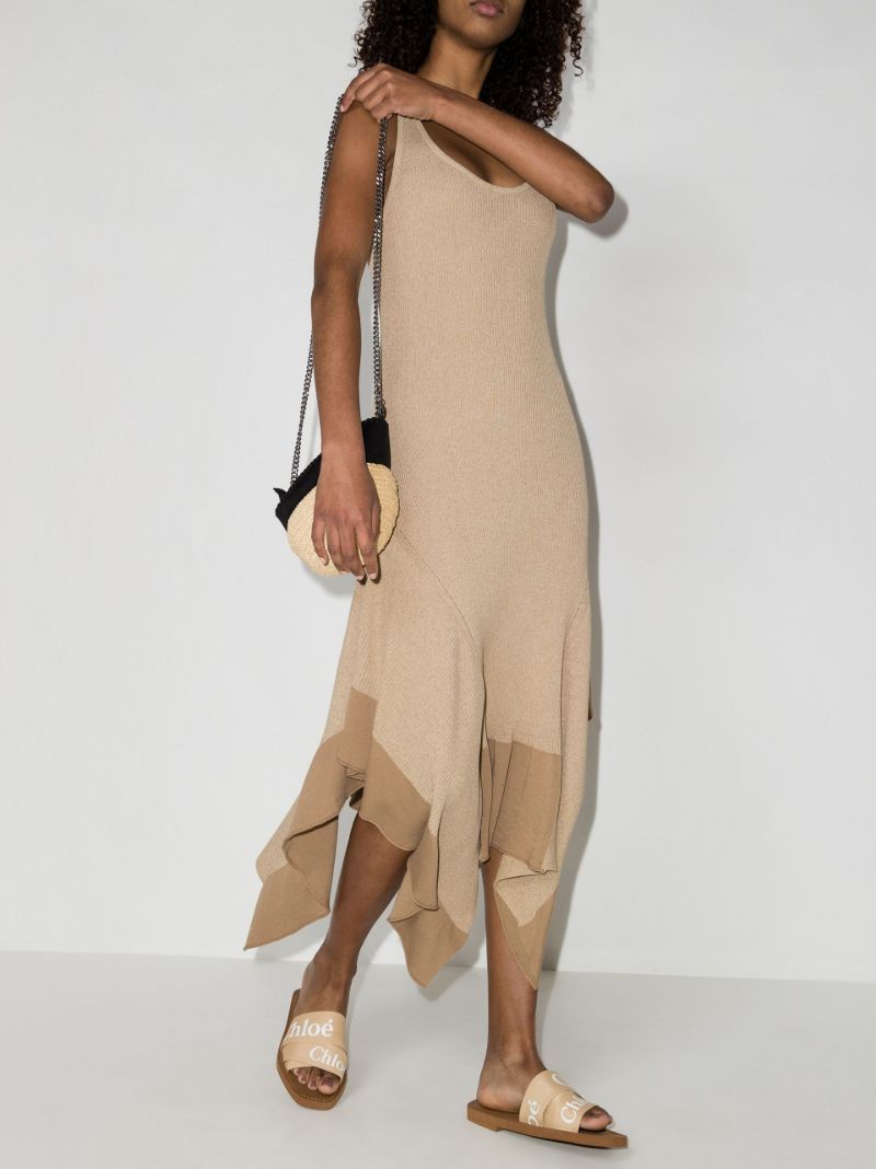 Asymmetric Ribbed Knit Midi Dress