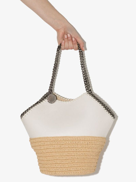 Neutral Falabella Medium Raffia Tote Bag