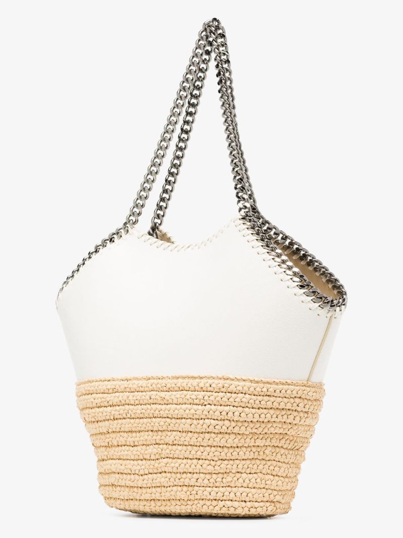 Neutral Falabella Medium Raffia Tote Bag