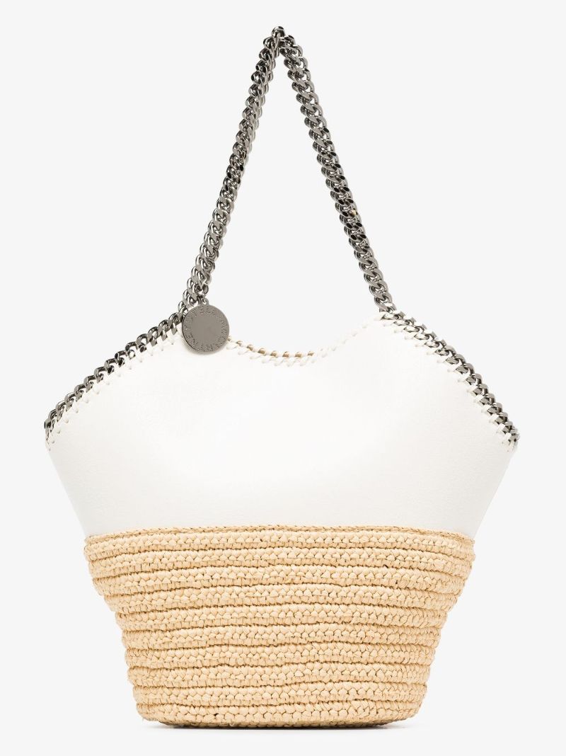 Neutral Falabella Medium Raffia Tote Bag