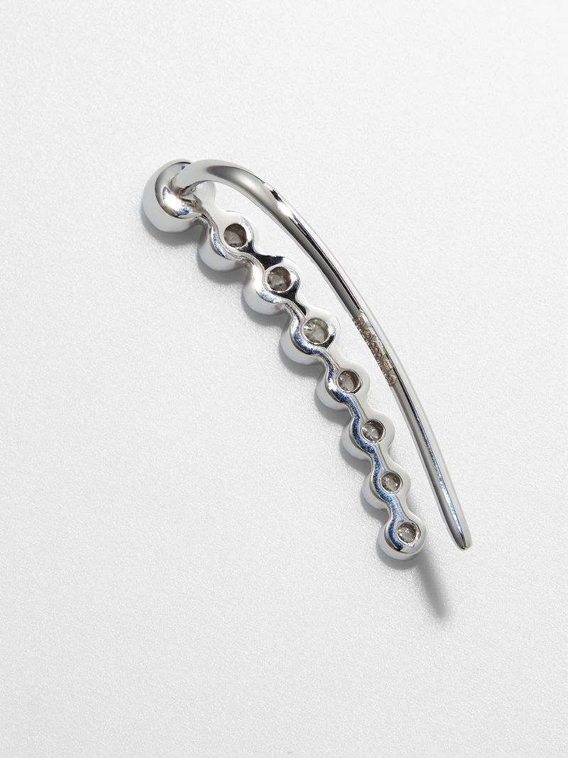 14k White Gold Crawler Diamond Earring