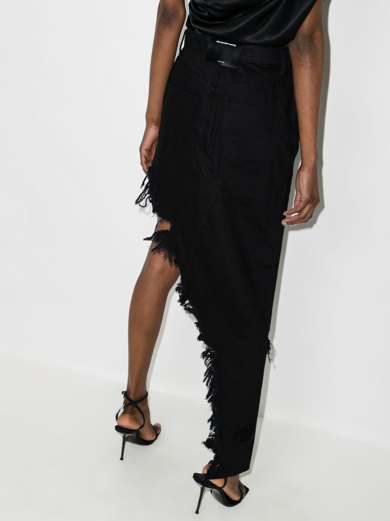 Frayed Asymmetric Denim Skirt