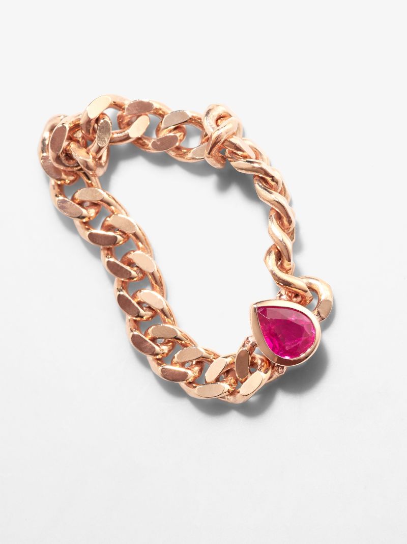 14k Rose Gold Chain Ruby Ring