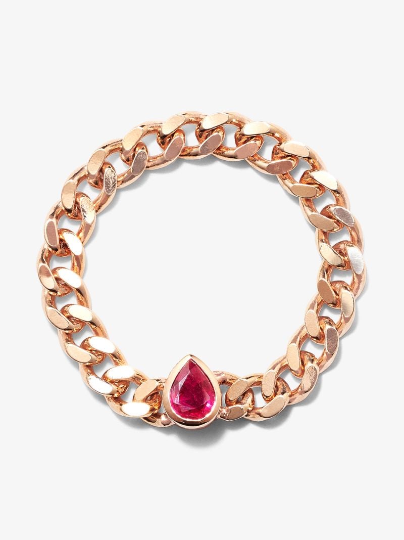 14k Rose Gold Chain Ruby Ring