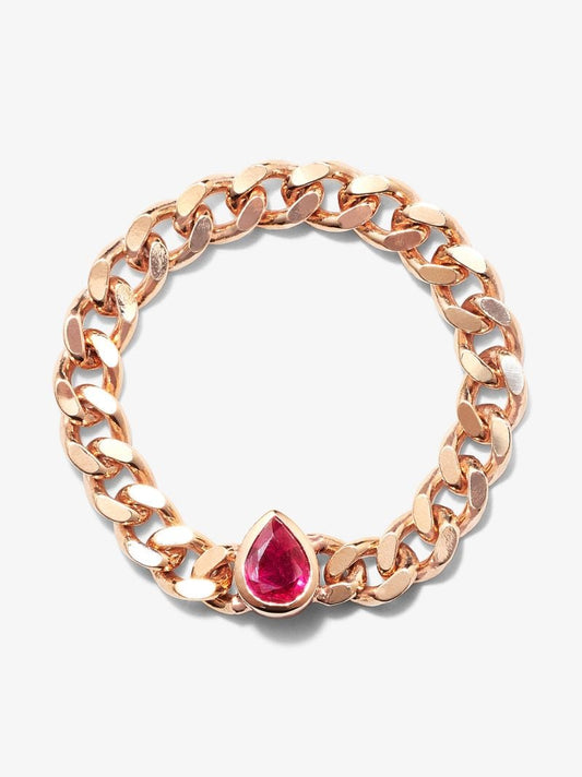 14k Rose Gold Chain Ruby Ring