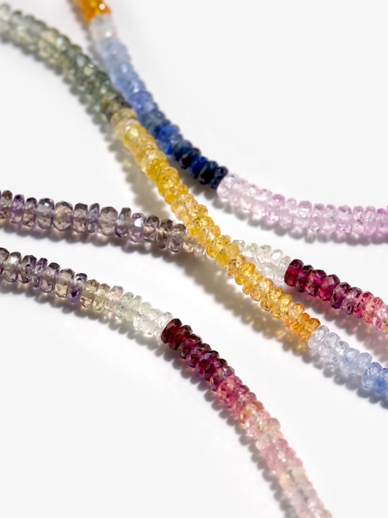 9k Yellow Gold Beaded Sapphire Amulet Necklace
