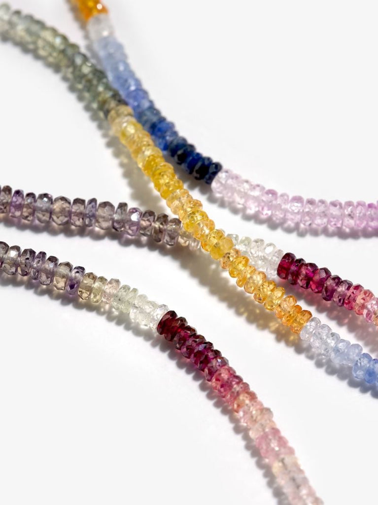 9k Yellow Gold Beaded Sapphire Amulet Necklace
