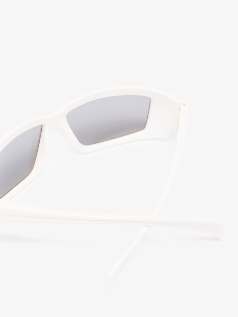 Grey Clear Frame Rectangular Sunglasses