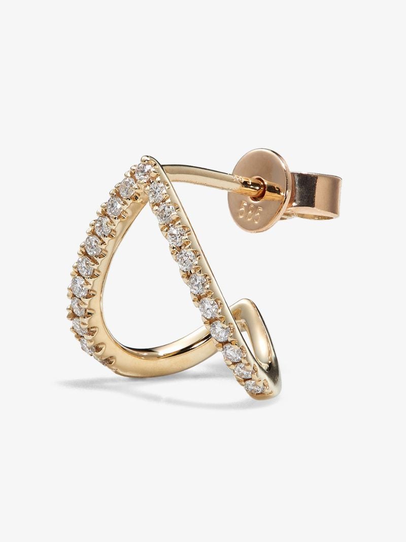 14k Yellow Gold Wishbone Diamond Earring