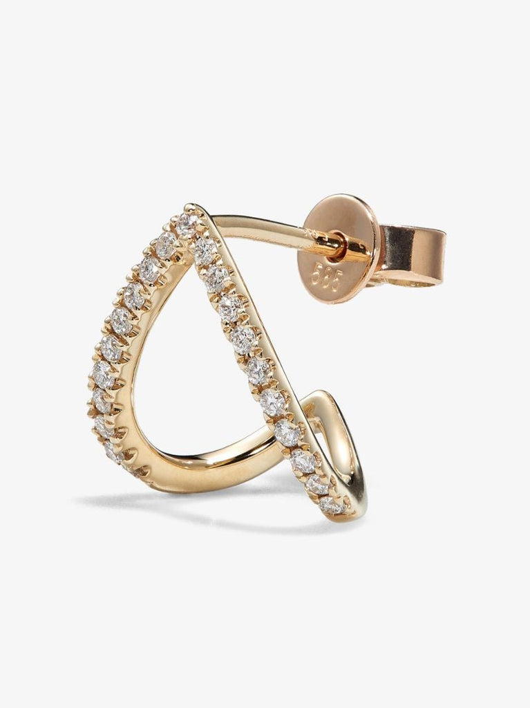 14k Yellow Gold Wishbone Diamond Earring