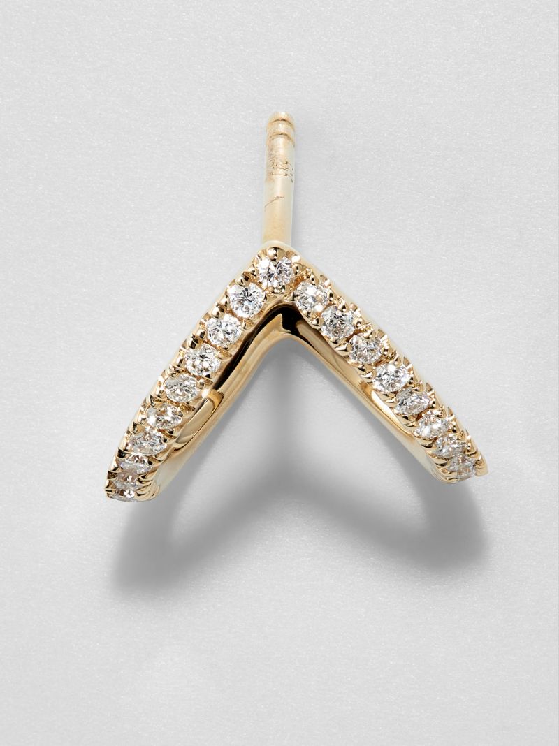 14k Yellow Gold Wishbone Diamond Earring
