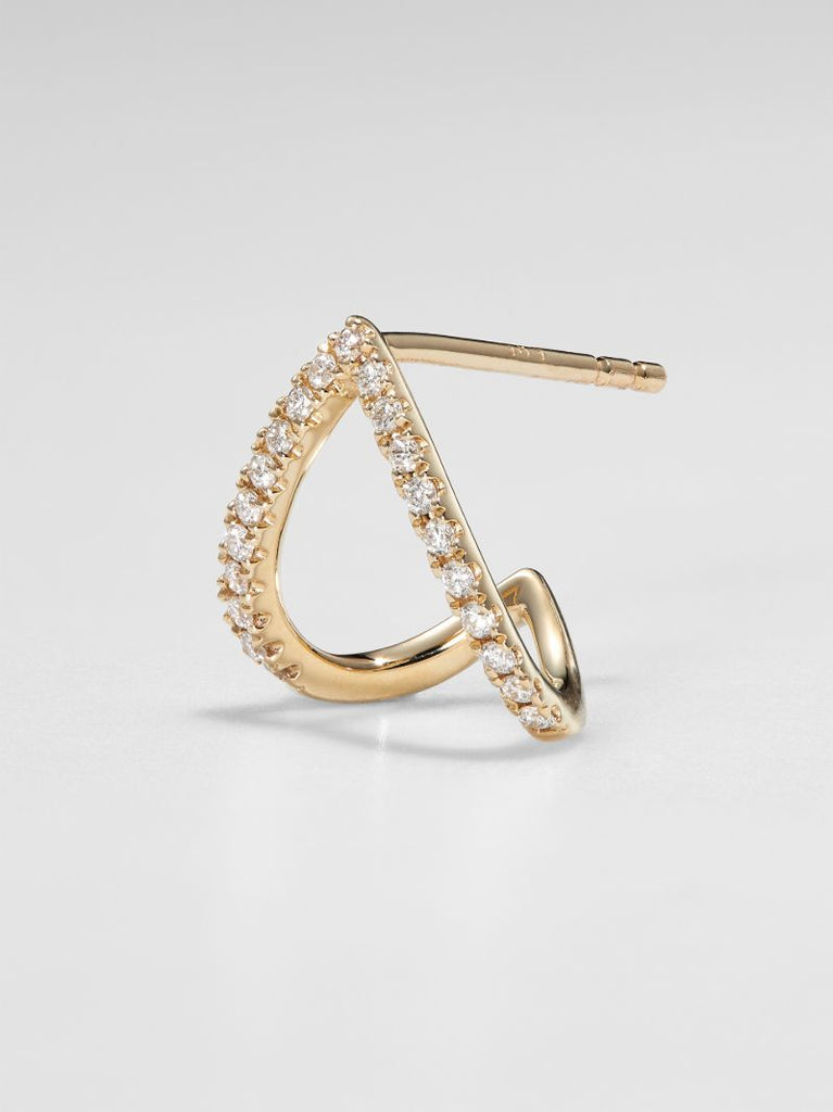 14k Yellow Gold Wishbone Diamond Earring