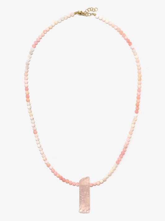 9k Yellow Gold Beaded Opal Amulet Necklace