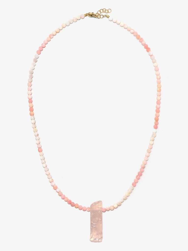 9k Yellow Gold Beaded Opal Amulet Necklace