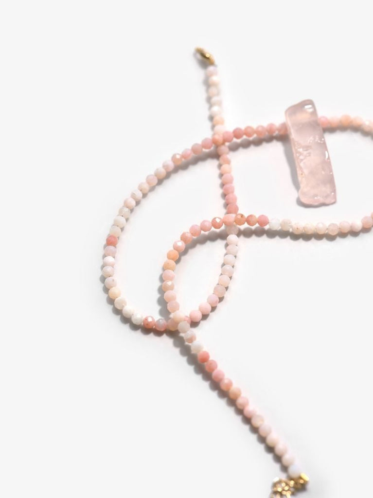 9k Yellow Gold Beaded Opal Amulet Necklace