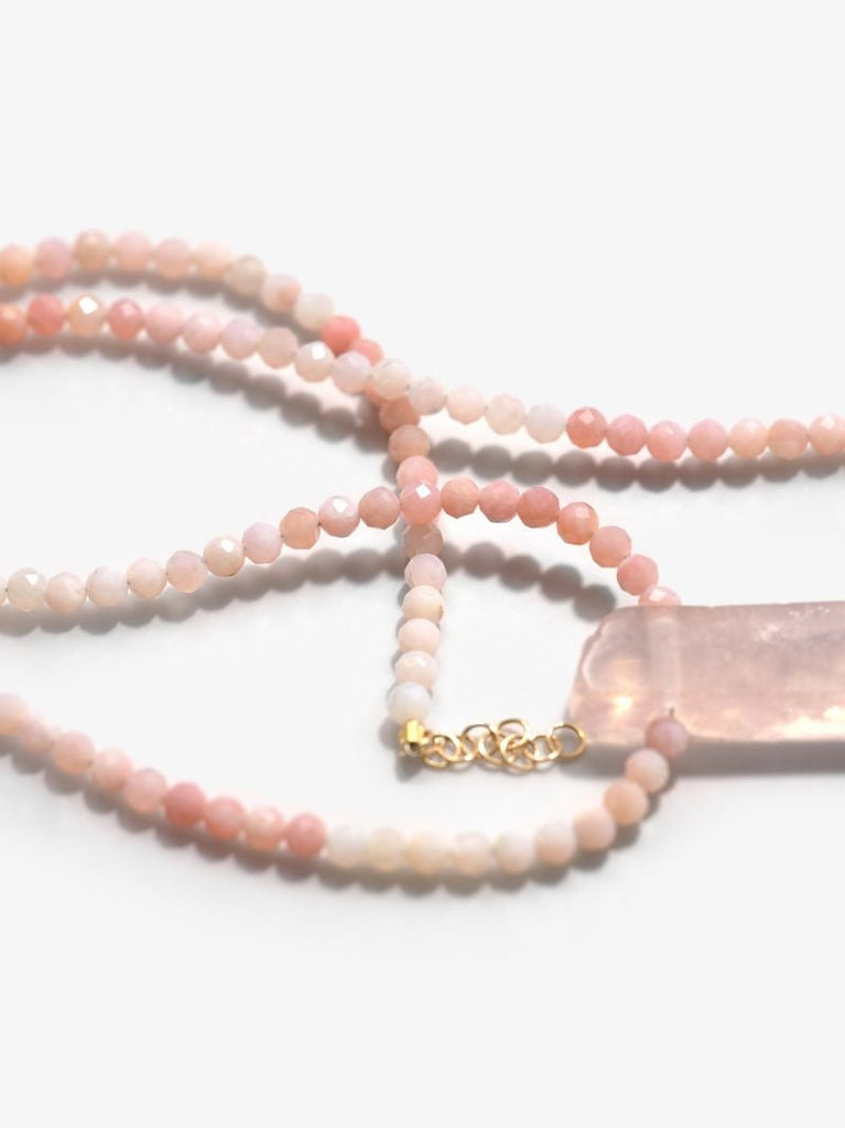 9k Yellow Gold Beaded Opal Amulet Necklace