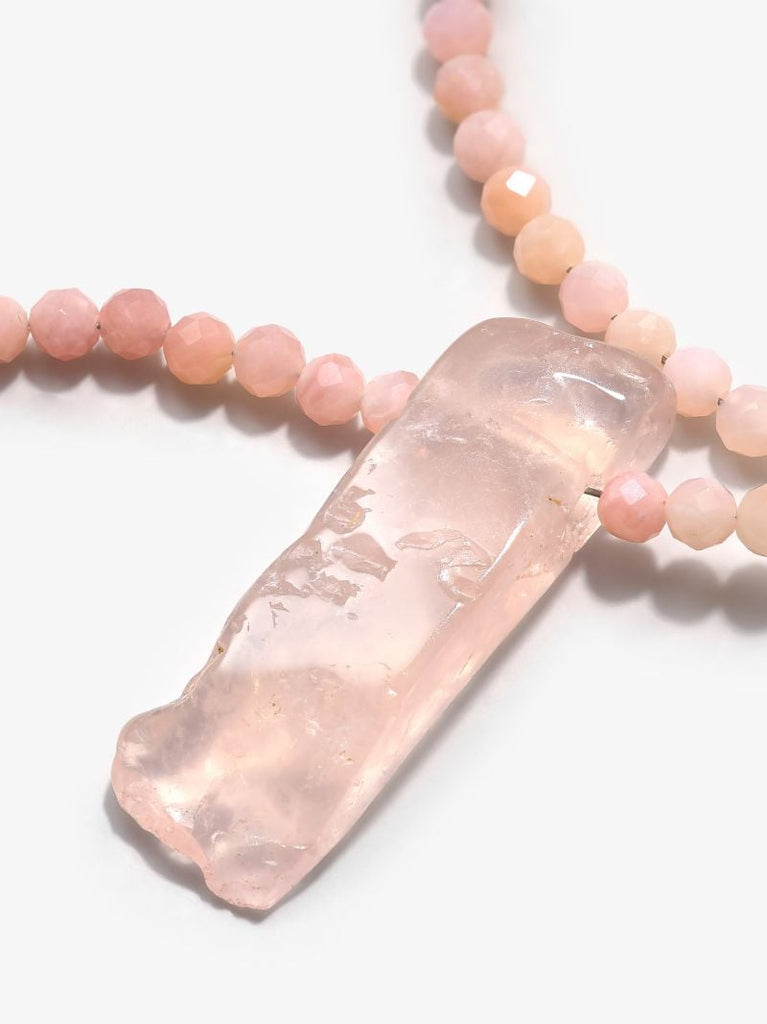 9k Yellow Gold Beaded Opal Amulet Necklace