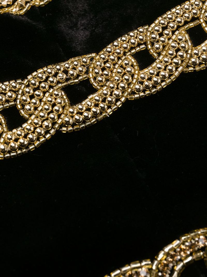 Black Chain Embellished Velvet Mini Dress