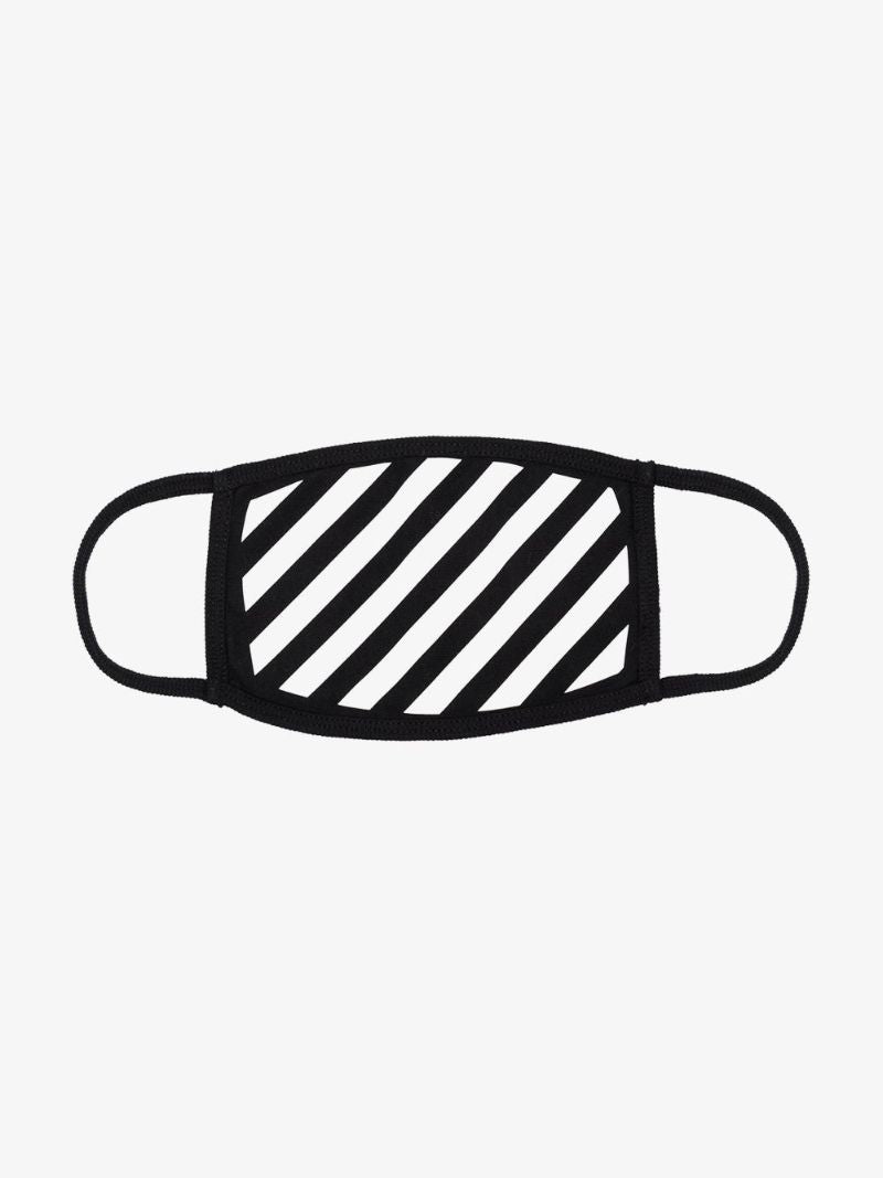 Black and White Diagonal Striped Face Mask
