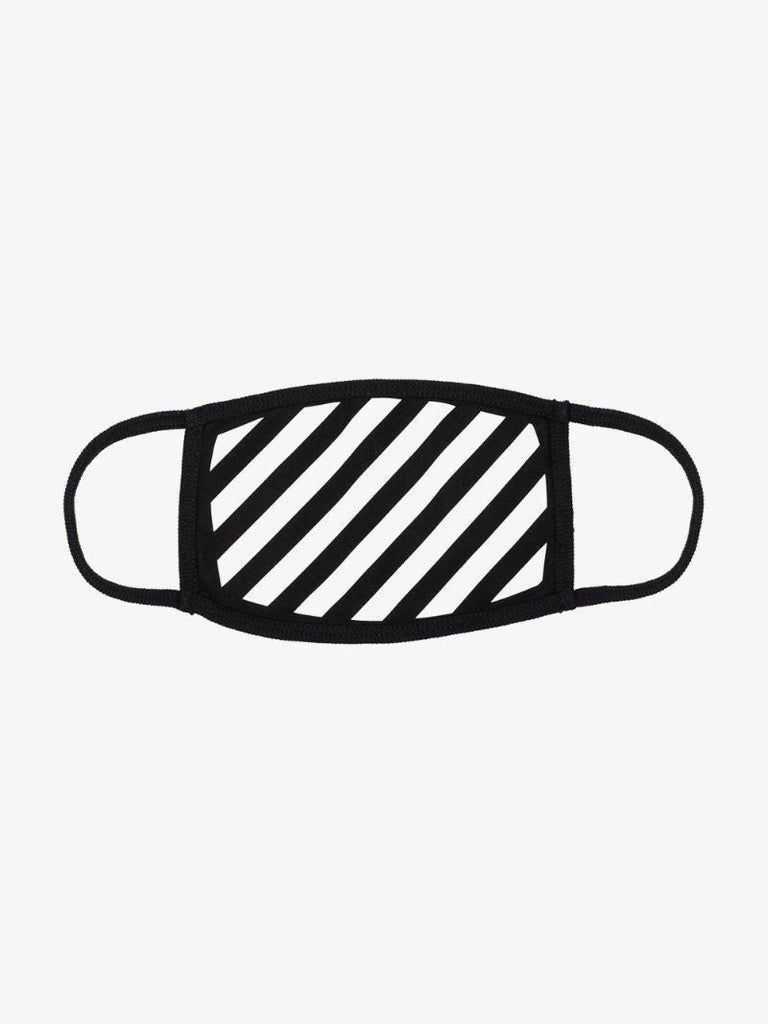 Black and White Diagonal Striped Face Mask
