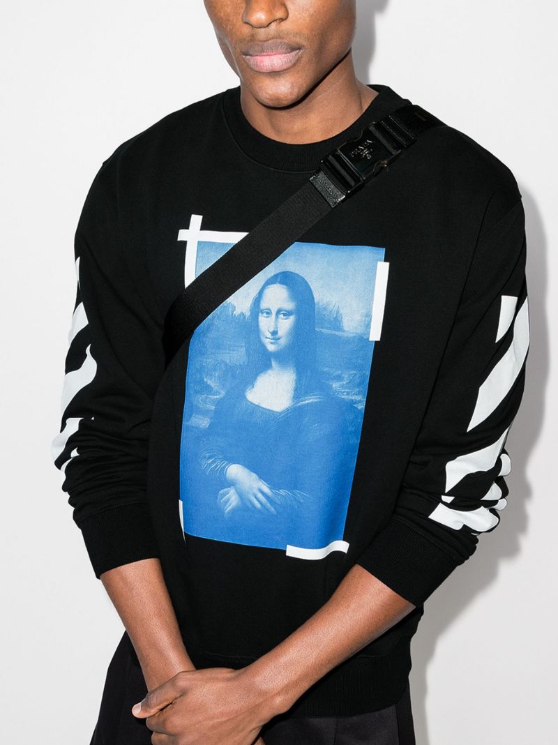 Black Mona Lisa Print Cotton Sweatshirt
