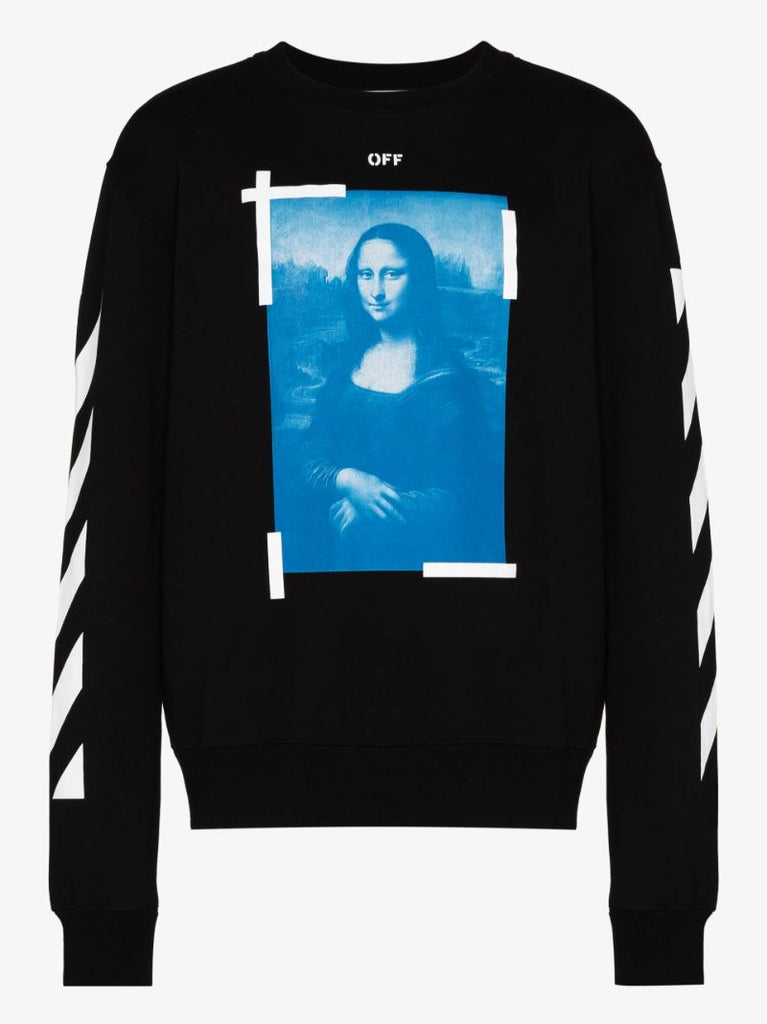 Black Mona Lisa Print Cotton Sweatshirt